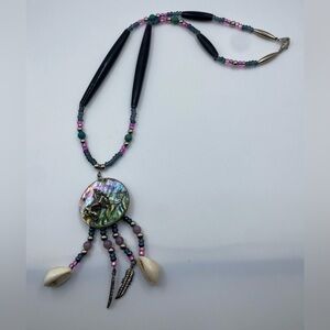 Native American Abalone Shell Horse Necklace made by “Eagle Man” Gorgeous